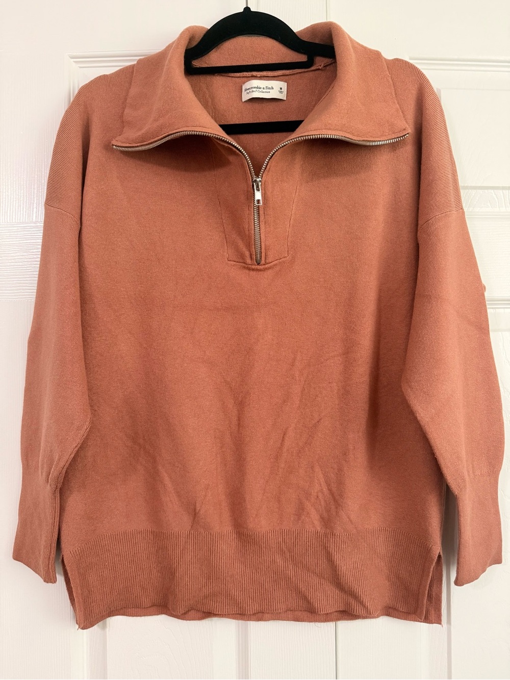 Abercrombie & Fitch Womens Soft A&F 1/4 Zip Sweater Medium Terracotta Knit